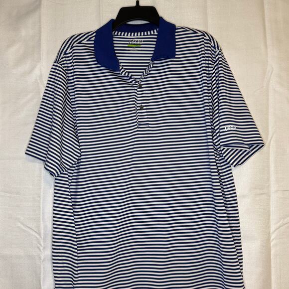 IZOD PerformX Golf Blue White Striped Polo Shirt Size L Performance - Picture 1 of 6
